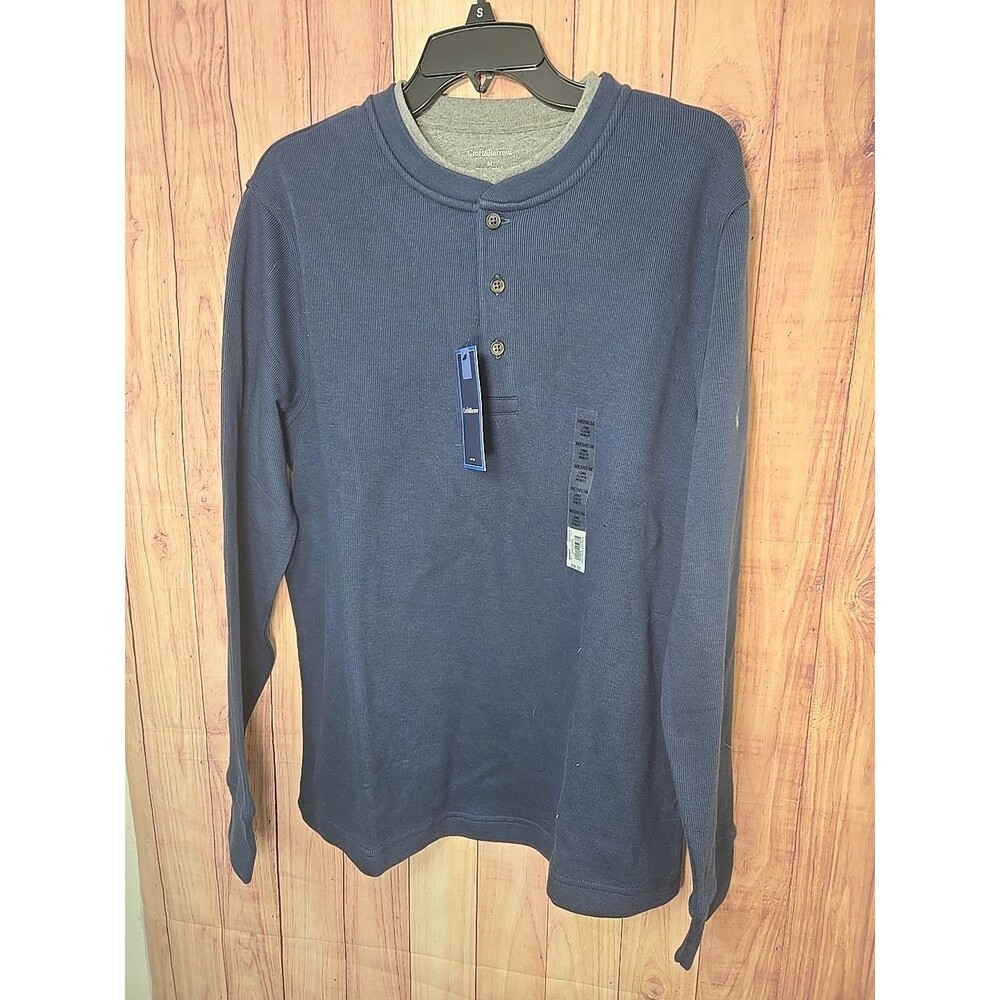 Croft & Barrow Shirt Mens M Navy Henley Long Sleeve Lounge Knit Top Casual NWT